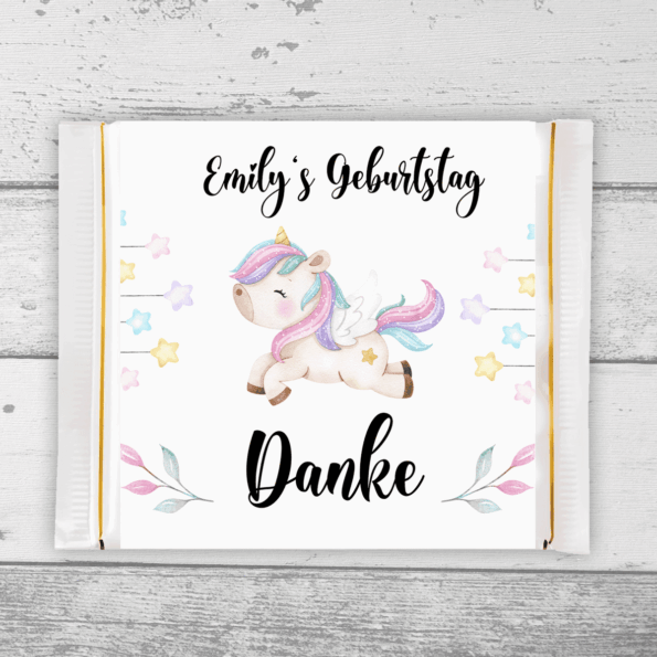 Schokoladenbanderole Einhorn mit Name