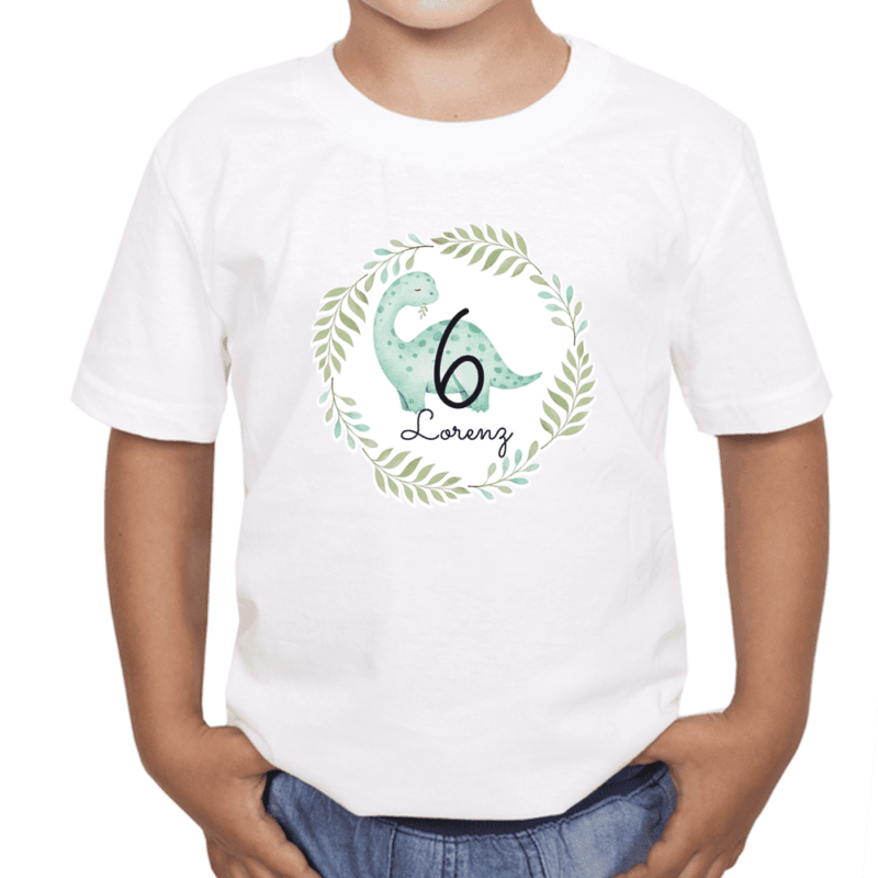 Kinder Shirt, T-Shirt, Kleidung, Kinder-Geburtstag, Einschulung, Party, Junge, Dinosaurier, personalisiert, mit Name, Kindergeburtstag, Partydeko, Partydekoration, Dekoration, Einschulung, Taufe, Geschenk, Dinoparty