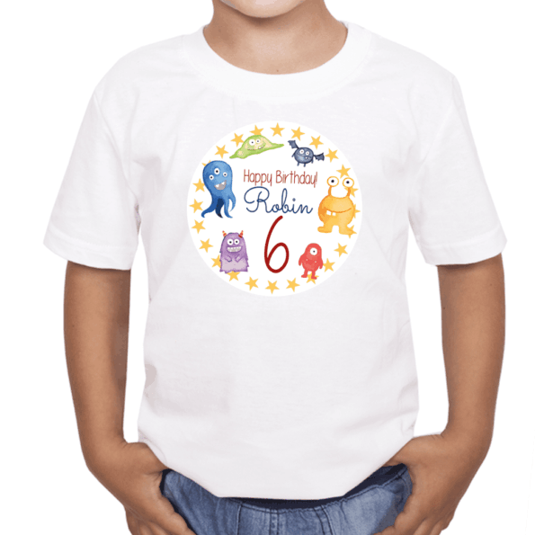 Kinder T-Shirt mit Name und Monster