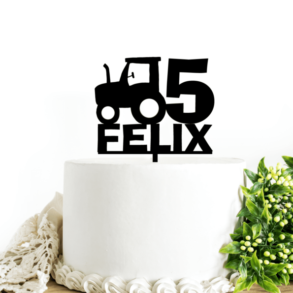 personalisierter Cake Topper mit Name und Traktor