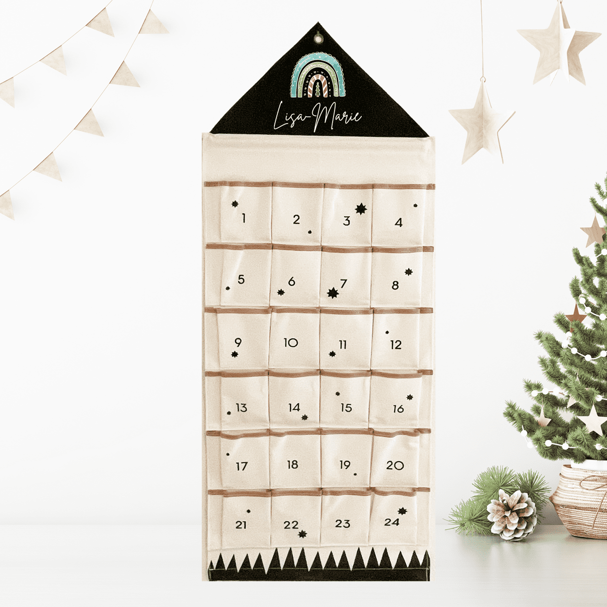 personalisierter Adventskalender aus Stoff mit Name , Adventskalender, Adventskalender Stoff, Geschenk Vorweihnachtszeit, Adventskalender für Kinder, Weihnachtsgeschenk Kinder, Weihnachten, Kalender, Kalender zum selber Befüllen, Adventskalender zum Befüllen, Adventskalender Säckchen, Adventkalender, Regenbogen