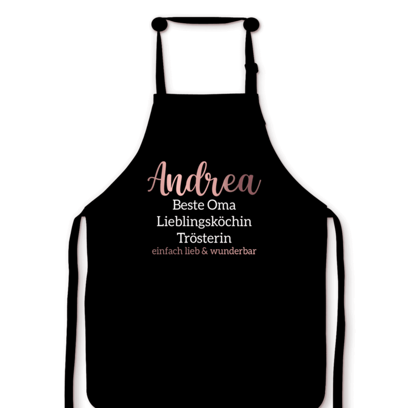 Schürze, personalisiert, mit Name, Geschenk-Idee, Kinder, Oma, Mama, Damen, Herren, Unisex, weiß, Hochzeit, Weihnachten, Geburtstag, Muttertag, Mama, beste Freundin, Arbeitskollegin, Koch-Schürze, Back-Schürze, Grillen, Grill-Meister, Baking Queen, Kitchen Queen, Chefkoch, Männer, Frauen, Papa, Vater