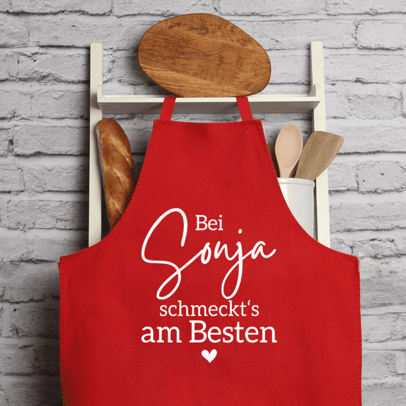 Schürze, personalisiert, mit Name, Geschenk-Idee, Kinder, Oma, Mama, Damen, Herren, Unisex, weiß, Hochzeit, Weihnachten, Geburtstag, Muttertag, Mama, beste Freundin, Arbeitskollegin, Koch-Schürze, Back-Schürze, Grillen, Grill-Meister, Baking Queen, Kitchen Queen, Chefkoch, Männer, Frauen, Papa, Vater