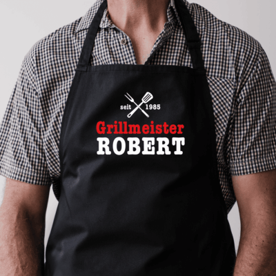 Latz-Schürze, Schürze, personalisiert, mit Name, Geschenk-Idee, Kinder, Oma, Mama, Damen, Herren, Unisex, weiß, Hochzeit, Weihnachten, Geburtstag, Muttertag, Mama, beste Freundin, Arbeitskollegin, Koch-Schürze, Back-Schürze, Grillen, Grill-Meister, Baking Queen, Kitchen Queen, Chefkoch, Männer, Frauen, Papa, Vater, Mann, Männer, Geschenk