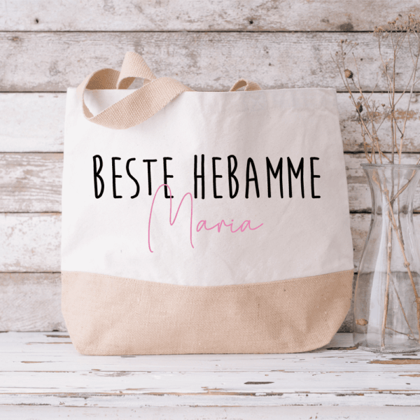 Hebamme, Lehrerin, Jute Tasche zum Umhängen, Jute Tasche XXL, Jute Tasche Shopper, Jute Tasche mit Namen, Jute Tasche personalisieren, Jute Tasche personalisiert, Einkaufstasche personalisiert, Einkaufskorb personalisiert, Einkaufstasche mit Namen, Geschenkidee beste Freundin, Jute Tasche bedruckt, Jute Tasche mit Name, Tasche personalisiert, Jute Bag personalized, Erzieherin, Pädagogin, Schule, Kindergarten, Abschieds-Geschenk Kindergarten