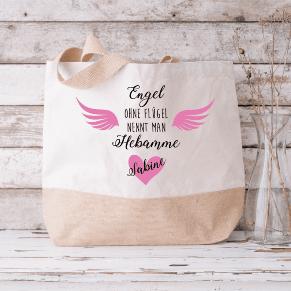 Hebamme, Lehrerin, Jute Tasche zum Umhängen, Jute Tasche XXL, Jute Tasche Shopper, Jute Tasche mit Namen, Jute Tasche personalisieren, Jute Tasche personalisiert, Einkaufstasche personalisiert, Einkaufskorb personalisiert, Einkaufstasche mit Namen, Geschenkidee beste Freundin, Jute Tasche bedruckt, Jute Tasche mit Name, Tasche personalisiert, Jute Bag personalized, Erzieherin, Pädagogin, Schule, Kindergarten, Abschieds-Geschenk Kindergarten