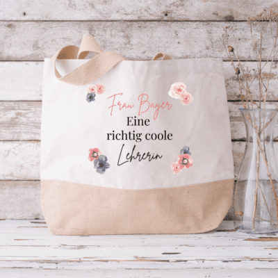 Lehrerin, Jute Tasche zum Umhängen, Jute Tasche XXL, Jute Tasche Shopper, Jute Tasche mit Namen, Jute Tasche personalisieren, Jute Tasche personalisiert, Einkaufstasche personalisiert, Einkaufskorb personalisiert, Einkaufstasche mit Namen, Geschenkidee beste Freundin, Jute Tasche bedruckt, Jute Tasche mit Name, Tasche personalisiert, Jute Bag personalized, Erzieherin, Pädagogin, Schule, Kindergarten, Abschieds-Geschenk Kindergarten