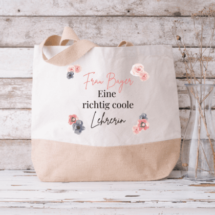 Lehrerin, Jute Tasche zum Umhängen, Jute Tasche XXL, Jute Tasche Shopper, Jute Tasche mit Namen, Jute Tasche personalisieren, Jute Tasche personalisiert, Einkaufstasche personalisiert, Einkaufskorb personalisiert, Einkaufstasche mit Namen, Geschenkidee beste Freundin, Jute Tasche bedruckt, Jute Tasche mit Name, Tasche personalisiert, Jute Bag personalized, Erzieherin, Pädagogin, Schule, Kindergarten, Abschieds-Geschenk Kindergarten