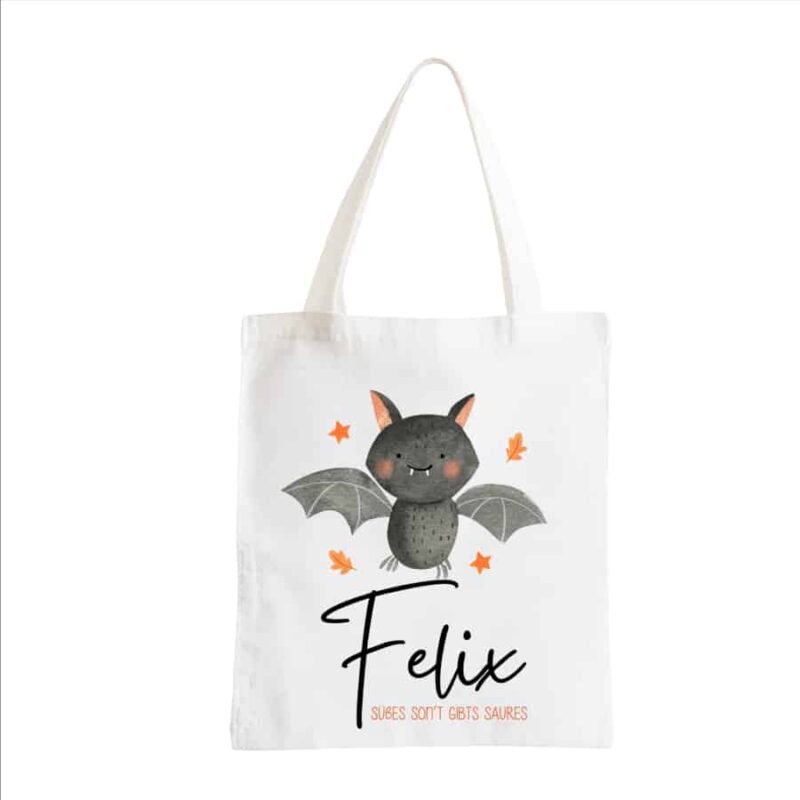 Einkaufs-Tasche, Halloween, Süßes sonst gibts Saures, Trick or Treat, Kostüm, Süßigkeiten, Kürbis, gruselig, Leckerli-Tasche, Beutel, personalisiert, mit Name, Sack, Säckchen, Kinder, Geschenk-Idee, bedruckt, Geist, Trage-Tasche