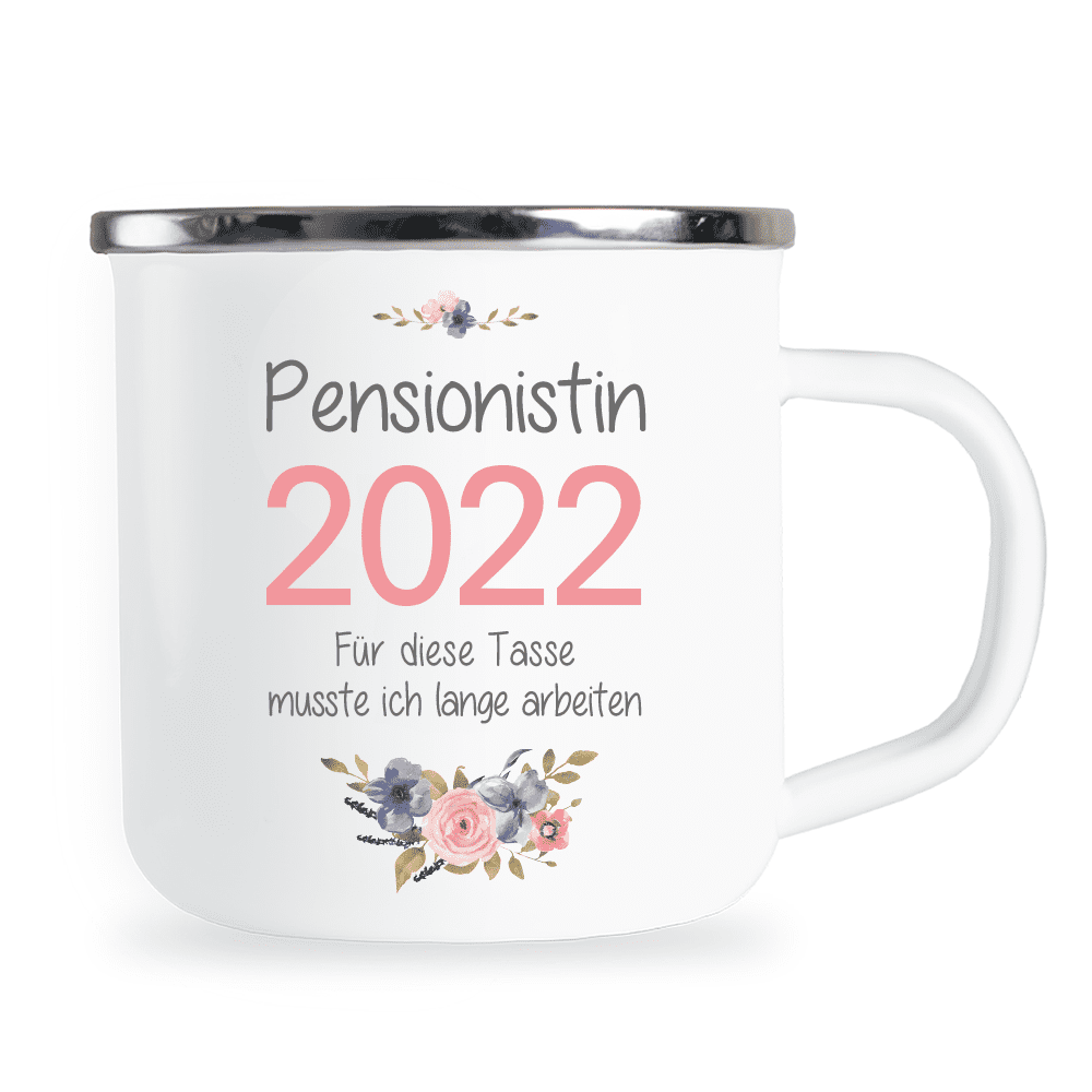 Geschenk-Idee, Ruhestand, Rente, Pension, Renteneintritt, Männer, Frauen, Kollege, Kollegin, Vater, Mutter, Lehrer, Chef, Deko, Emaille-Tasse, Trink-Becher, Pensions-Geschenk, Oma, Opa, Pensionierung