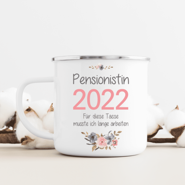 Geschenk-Idee, Ruhestand, Rente, Pension, Renteneintritt, Männer, Frauen, Kollege, Kollegin, Vater, Mutter, Lehrer, Chef, Deko, Emaille-Tasse, Trink-Becher, Pensions-Geschenk, Oma, Opa, Pensionierung