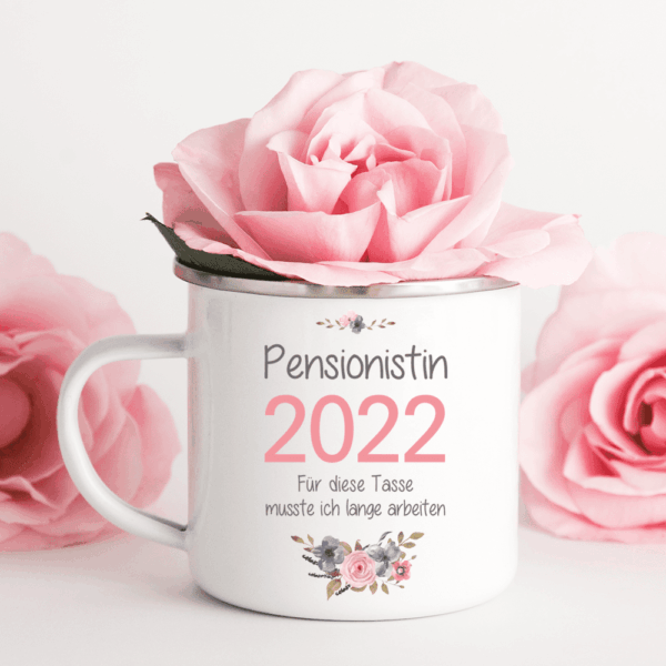 Geschenk-Idee, Ruhestand, Rente, Pension, Renteneintritt, Männer, Frauen, Kollege, Kollegin, Vater, Mutter, Lehrer, Chef, Deko, Emaille-Tasse, Trink-Becher, Pensions-Geschenk, Oma, Opa, Pensionierung