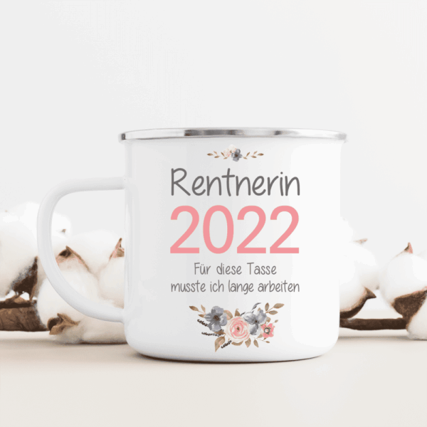 Geschenk-Idee, Ruhestand, Rente, Pension, Renteneintritt, Männer, Frauen, Kollege, Kollegin, Vater, Mutter, Lehrer, Chef, Deko, Emaille-Tasse, Trink-Becher, Pensions-Geschenk, Oma, Opa, Pensionierung