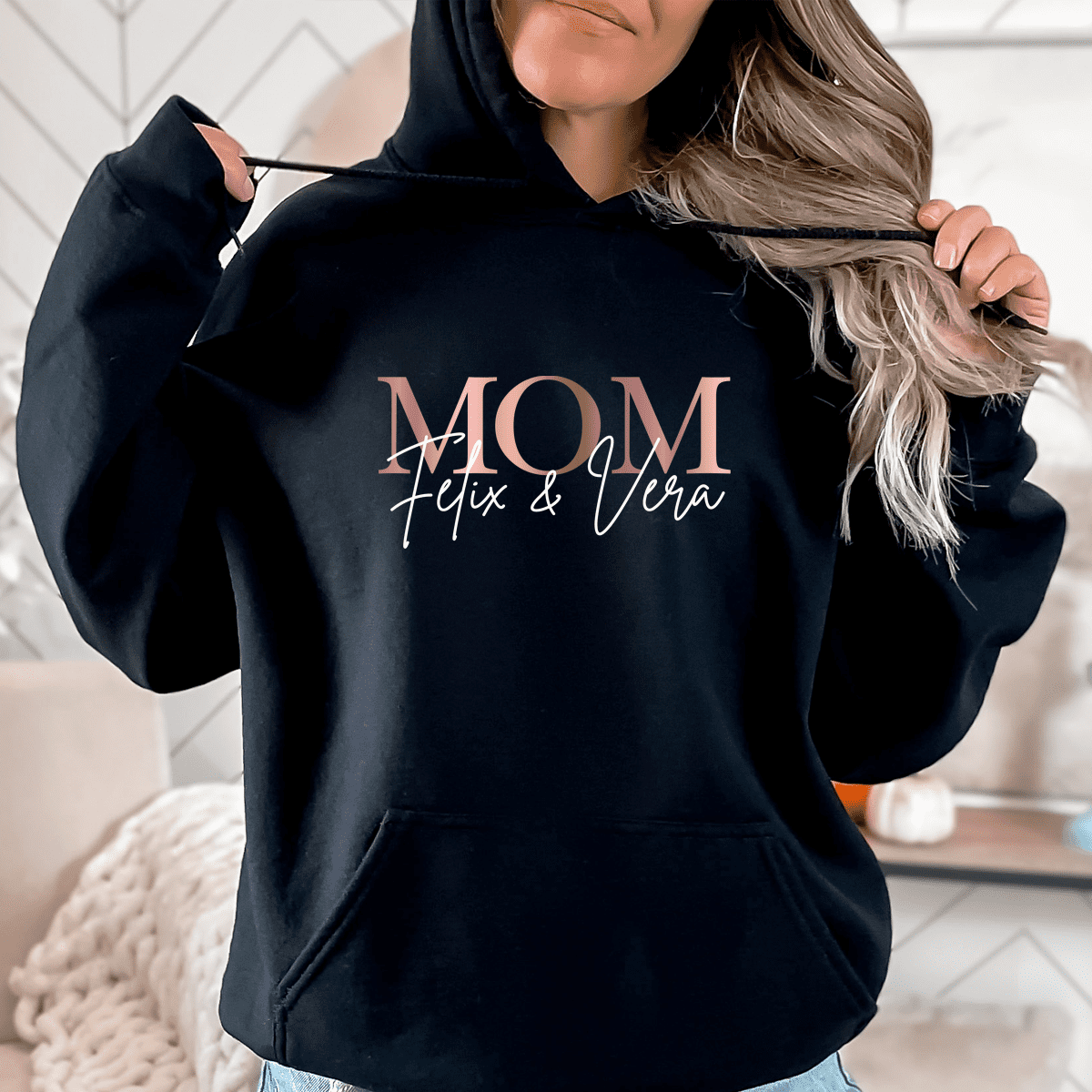 Hoodies & Sweatshirts, Mama Papa Pulli, Kapuzen-Pullover, Mutter, Geschenk-Idee, Personalisiert mit Name, Kind Mini, Est Jahreszahl, Weihnachts-Geschenk, Muttertag Vatertag, Familie, Sweater, Hoodie, Kapuzenpulli