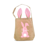 personalisiertes Osterkörbchen aus Jute mit Hase