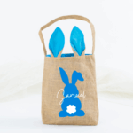 personalisiertes Osterkörbchen aus Jute mit Hase