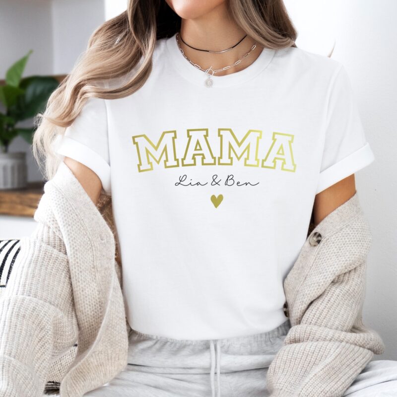 Mama T-Shirt personalisiert mit Namen, Hoodies & Sweatshirts, Mama Papa Pulli, Kapuzen-Pullover, Mutter, Geschenk-Idee, Personalisiert mit Name, Kind Mini, Est Jahreszahl, Weihnachts-Geschenk, Muttertag Vatertag, Familie, Sweater, Hoodie, Kapuzenpulli