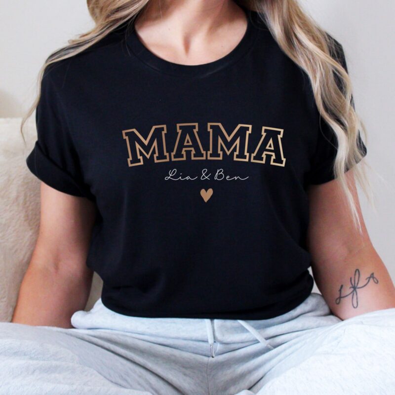 Mama T-Shirt personalisiert mit Namen, Hoodies & Sweatshirts, Mama Papa Pulli, Kapuzen-Pullover, Mutter, Geschenk-Idee, Personalisiert mit Name, Kind Mini, Est Jahreszahl, Weihnachts-Geschenk, Muttertag Vatertag, Familie, Sweater, Hoodie, Kapuzenpulli