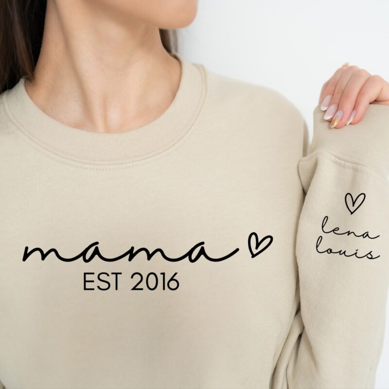 Hoodies & Sweatshirts, Mama Papa Pulli, Kapuzen-Pullover, Mutter, Geschenk-Idee, Personalisiert mit Name, Kind Mini, Est Jahreszahl, Weihnachts-Geschenk, Muttertag Vatertag, Familie, Sweater, Hoodie, Kapuzenpulli