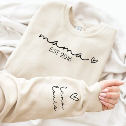 Hoodies & Sweatshirts, Mama Papa Pulli, Kapuzen-Pullover, Mutter, Geschenk-Idee, Personalisiert mit Name, Kind Mini, Est Jahreszahl, Weihnachts-Geschenk, Muttertag Vatertag, Familie, Sweater, Hoodie, Kapuzenpulli