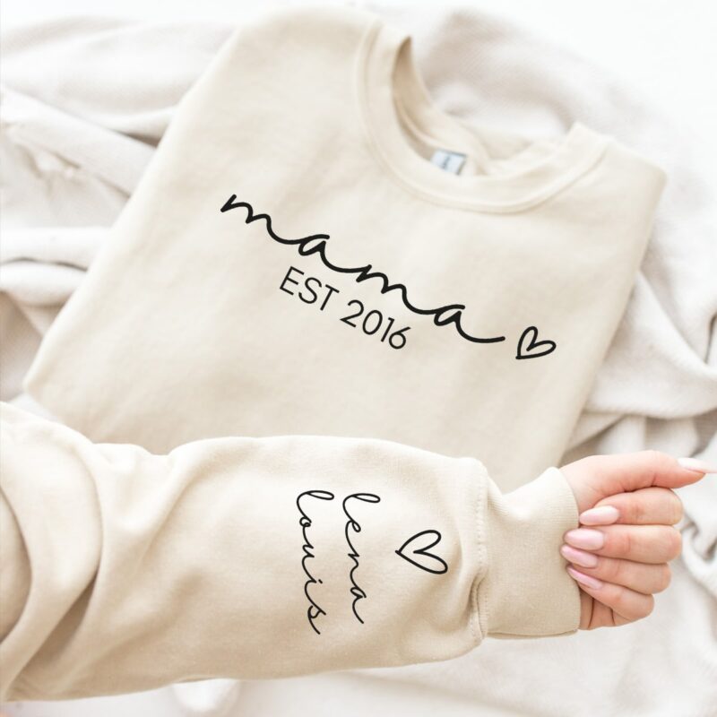 Hoodies & Sweatshirts, Mama Papa Pulli, Kapuzen-Pullover, Mutter, Geschenk-Idee, Personalisiert mit Name, Kind Mini, Est Jahreszahl, Weihnachts-Geschenk, Muttertag Vatertag, Familie, Sweater, Hoodie, Kapuzenpulli