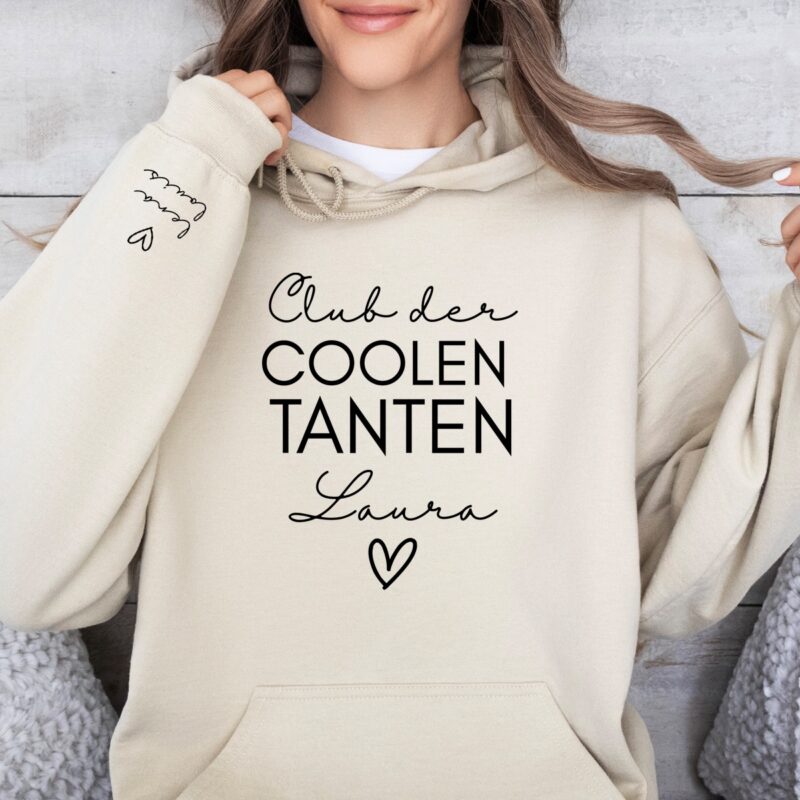 Hoodies & Sweatshirts, Tante, Paten-Tante, werdende Tante, Schwester Pulli, Kapuzen-Pullover , Geschenk-Idee, Personalisiert mit Name, Kind Mini, Est Jahreszahl, Weihnachts-Geschenk, Muttertag Vatertag, Familie, Sweater, Hoodie, Kapuzenpulli, Familie, Geburtstag, Weihnachten, Nichte, Neffe, Paten-Kind, Godi