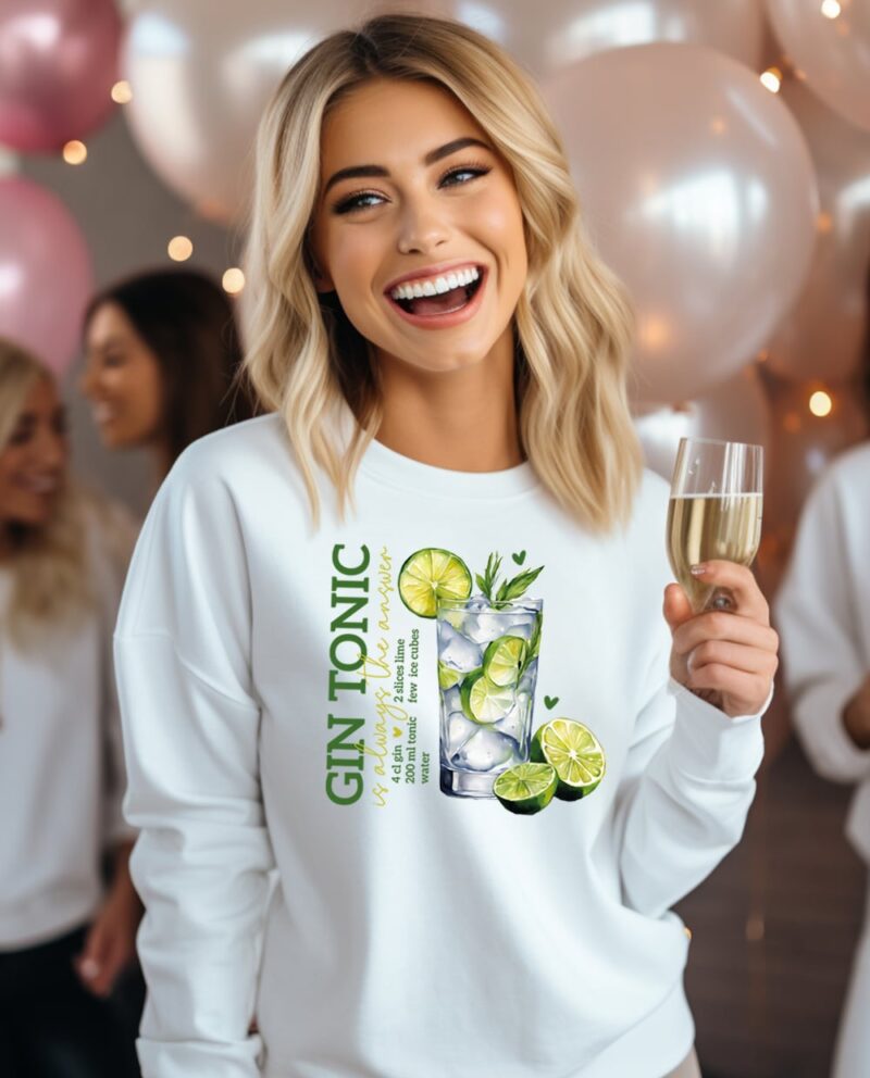 Gin Tonic, Geschenk-Idee, Sie, Schwester, beste Freundin, T-Shirt, Hoodie, Sweater, JGA personalisiert, Party Outfit, Urlaub, Junggesellenabschied, Junggesellinnenabschied, Alkohol, Cocktail, Lustig, Bügelbild, Mallorca, Name, Statement, Team, Braut, Bride, Polterabend, Limoncello, Wildberry, Fasching, Gruppe Karneval, lustig, Kostüm Erwachsene, Damen Herrn, Fasnacht, Halloween